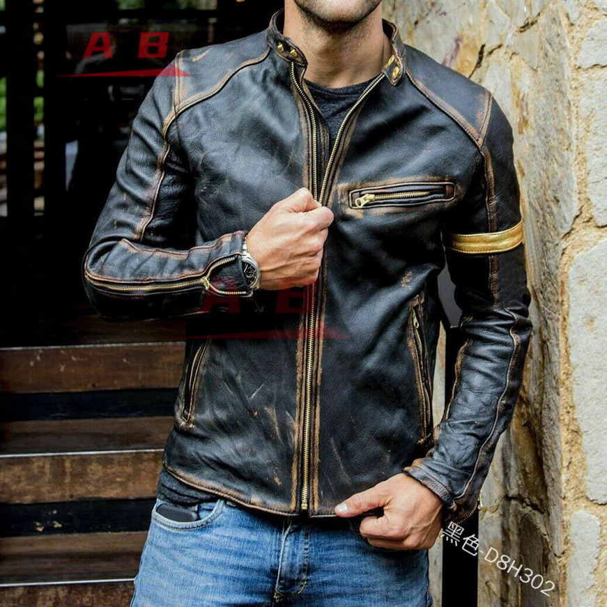 Gearx Motorcycle Jacket - Motorcycle Retro Leather Jacket Streetwear Blazer